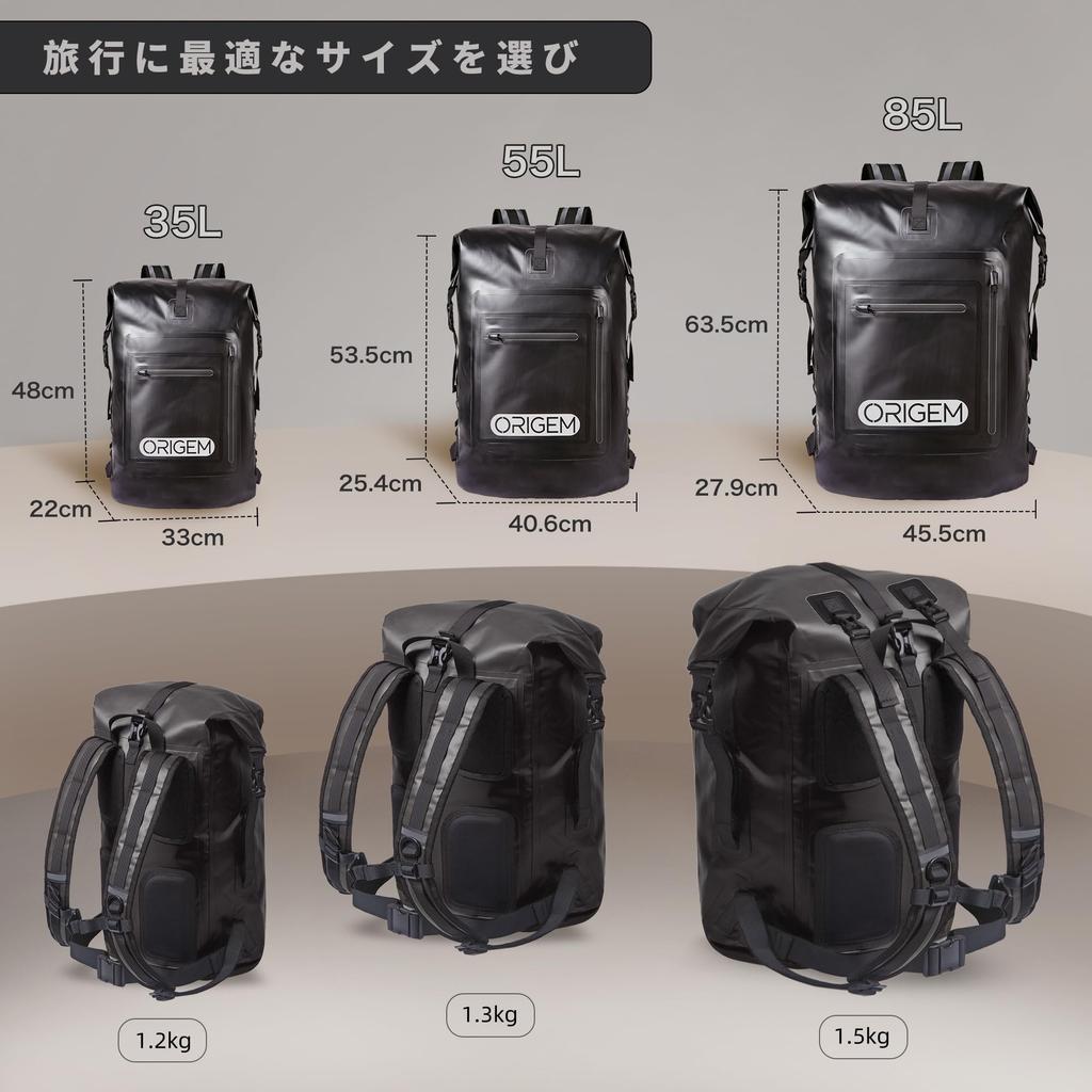 Origem Waterproof Dry Fully Waterproof New Waterproof and Available In 3 Ideal for and Outdoor Activities Bag, 35L/55L/85L Capacity, Backpack,