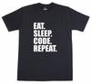 Essen Schlafen Programmieren Wiederholen Computerprogrammierer 100% Baumwolle Unisex Männer Schwarz T-Shirt