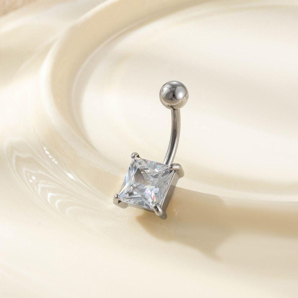 Geometric Navel Piercing Stainless Steel Body Jewelry Elegant Curved Barbell  Daily Wear