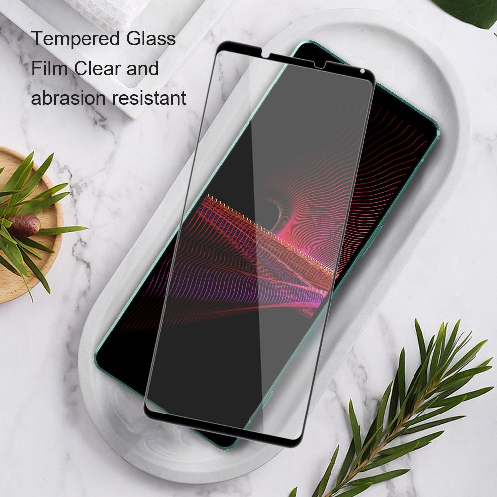 AMORUS For Sony Xperia 10 VI Tempered Glass Screen Protector Full Glue Silk Printing Edge,Black