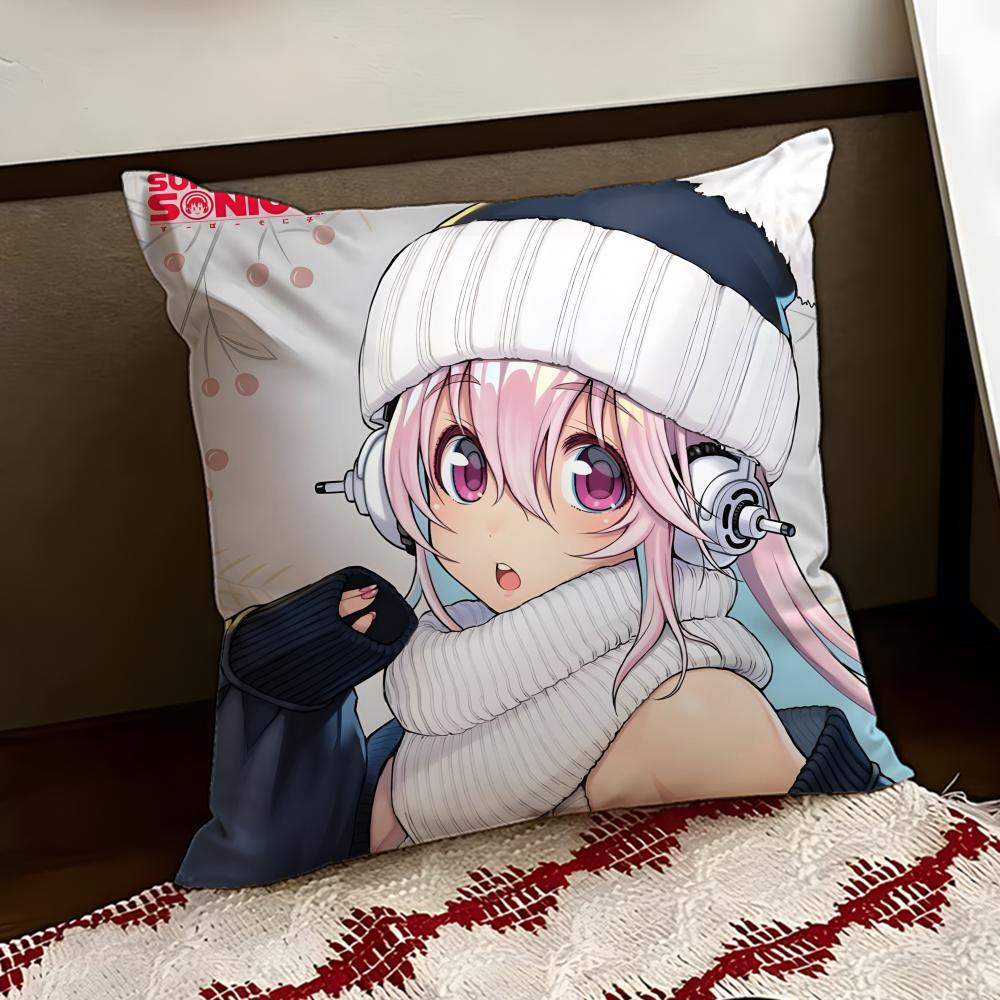SSUPER Anime SSONICO Cushion Cover Reversible Soft Durable Pillow Cover Home Car MultiScene Use for Daily Comfort