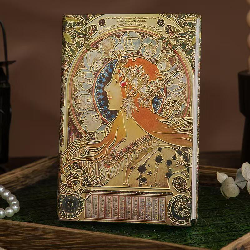 Mucha Maiden European Style 3D Stamped Art Diary & Notebook