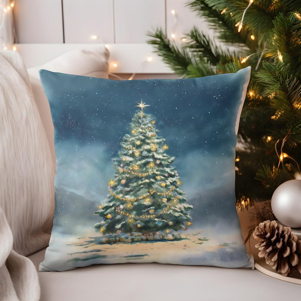 Home Decor Christmas Patterns Pillow: Deer & Tree Decor Pattern Cushion Cover Suitable for Sofa Bedroom Car Pillow Cover