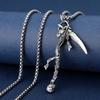 Gothic Punk Skull Reaper Pendant Necklace Men Titanium Steel Box Chain Dark Style Hip Hop Accessory