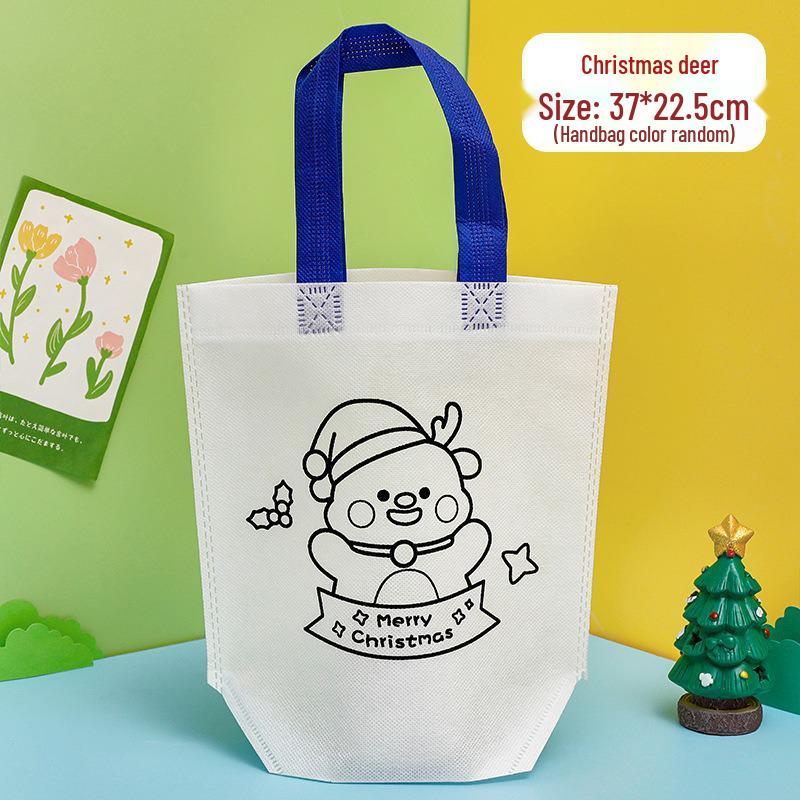 DIY Christmas Coloring Tote Bag for Kids – Non-Woven Graffiti Gift Bag