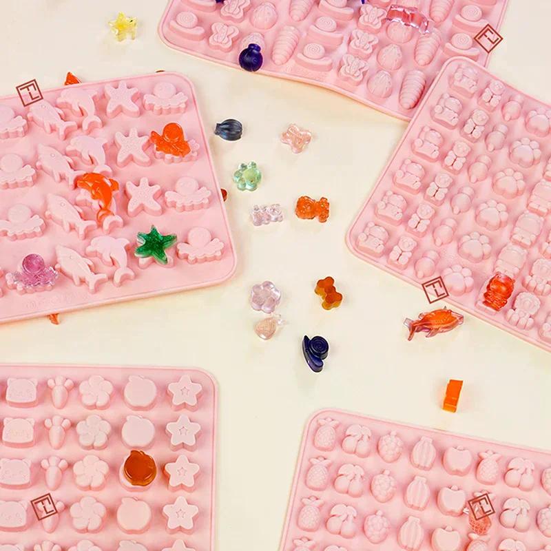 Stampo per cioccolato in silicone a forma di animale con frutta, coniglio, pesce, caramelle, gelatina, cuore geometrico, decorazione per torte, vassoio per ghiaccio, regali