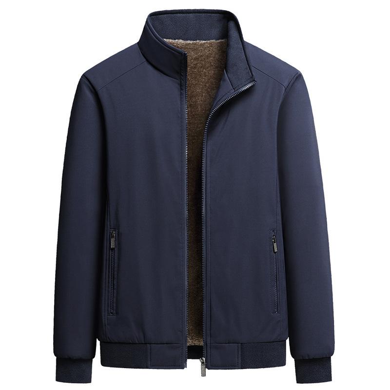 Neue Herrenjacke für mittleres und höheres Alter Herrenjacke mit Baumwolle und verdicktem Thermostandkragen für Freizeit