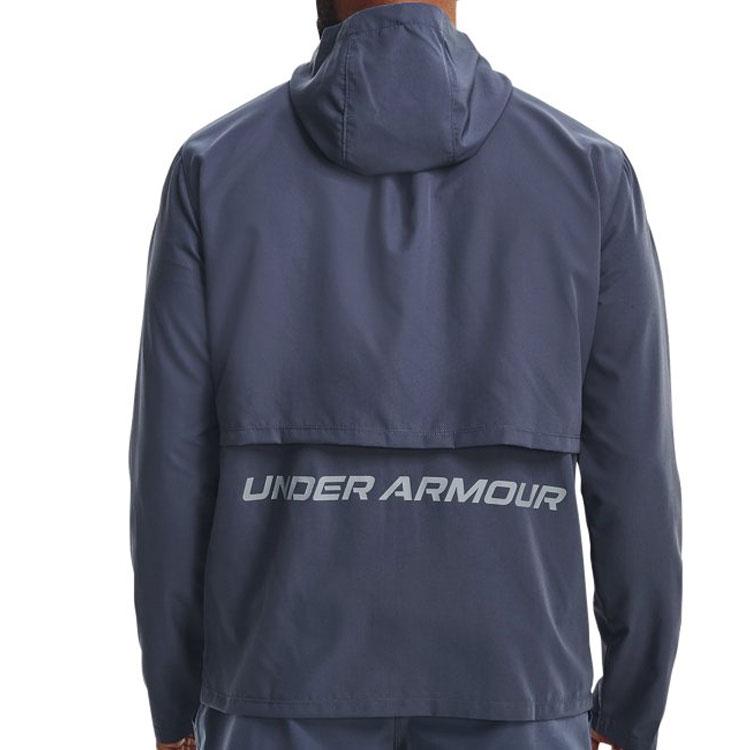 Under Armour Storm Logo Printed Hooded Running Jacket Men Jacket Gray 1376795-044