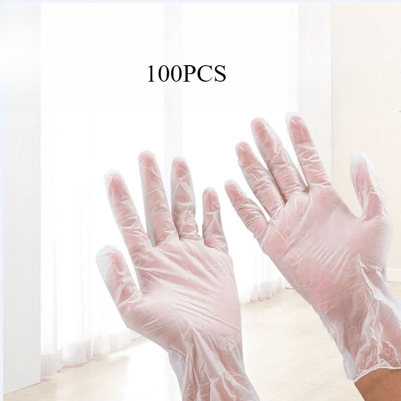 

100 шт одноразовые перчатки из ПВХ без пудры пищевые высокоэластичные прозрачные для уборки дома красоты волос - укладки волос - смазывания специальные L
