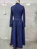 Elegant Waist-Cinching V-Neck Puff Sleeve Long Dress for Women