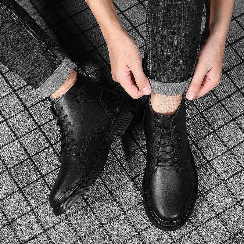 Genuine Leather Men Boots Plus Size Snow Boots for Men Spring Ankle Boots Shoes Man Punk Casual Riding Flats Equestr Botas Hombr