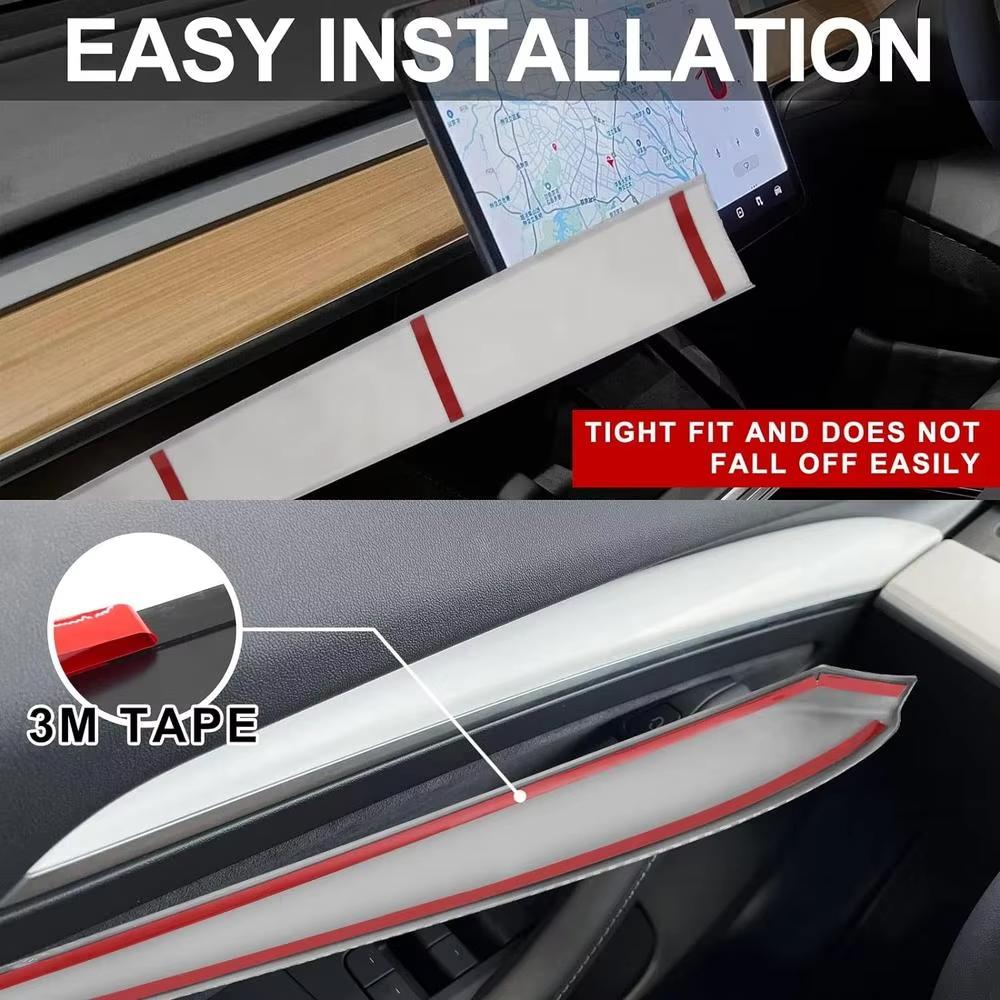 Car Dashboard Cover For Tesla Model 3 Y Door Dash Trim Panel Carbon Fibre ABS Interior Accessories Sticker 2021-2024 New