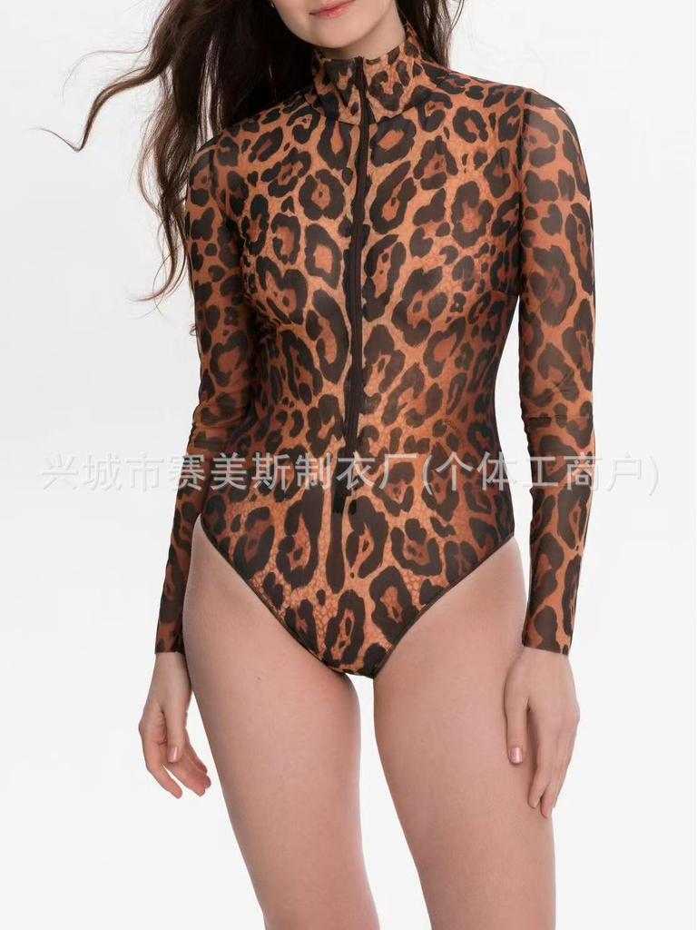 2025 Leopard Mesh Sun Protection One-Piece Bikini