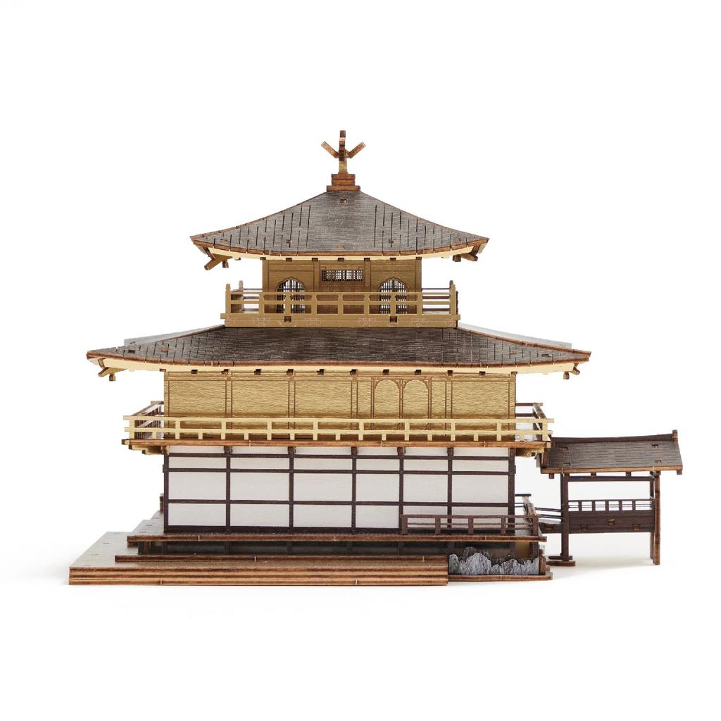 Kinkakuji Temple Wersja Kolorowa Puzzle Drewniane 3D Zestaw do Rękodzieła DIY dla Dzieci i Dorosłych Zabawka Edukacyjna dla Chłopców i Dziewcząt Grafika 3D i Świetny Prezent dla
