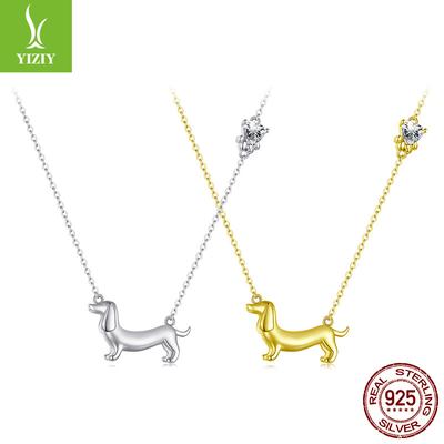 Beliebte S925 Silber Dackel Hund Halskette, Schlichtes Design Tier Welpe Schlüsselbeinkette Schmuck