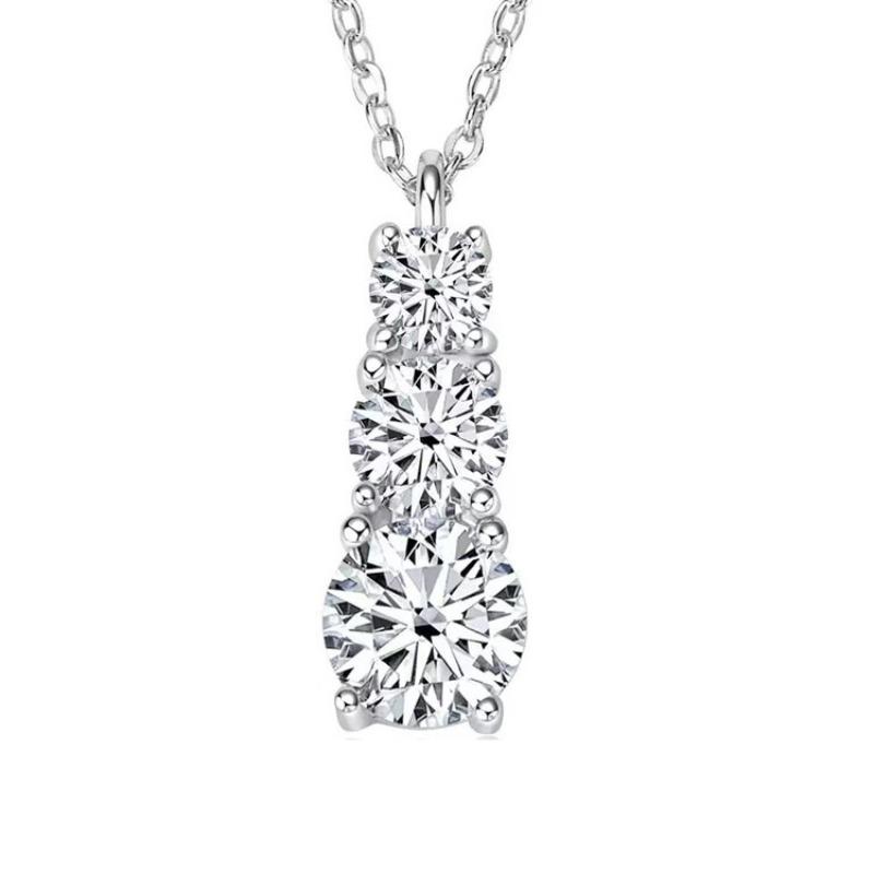 Sansheng Stone Light Luxury Necklace Female Pendant Inlaid with Synthetic Zircon Advanced Sense Personality Fairy Wind Clavicle Chain Item Jewelry