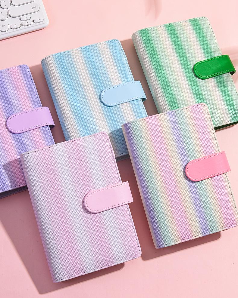 Gradient Stripe Loose-Leaf Planner - Trendy Student Notes Book