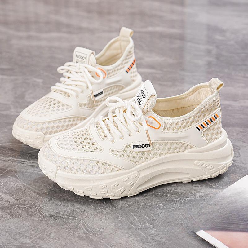 New Breathable Perforated Versatile Thick-soled Sports Shoes for Women and Casual Running Dad Shoes