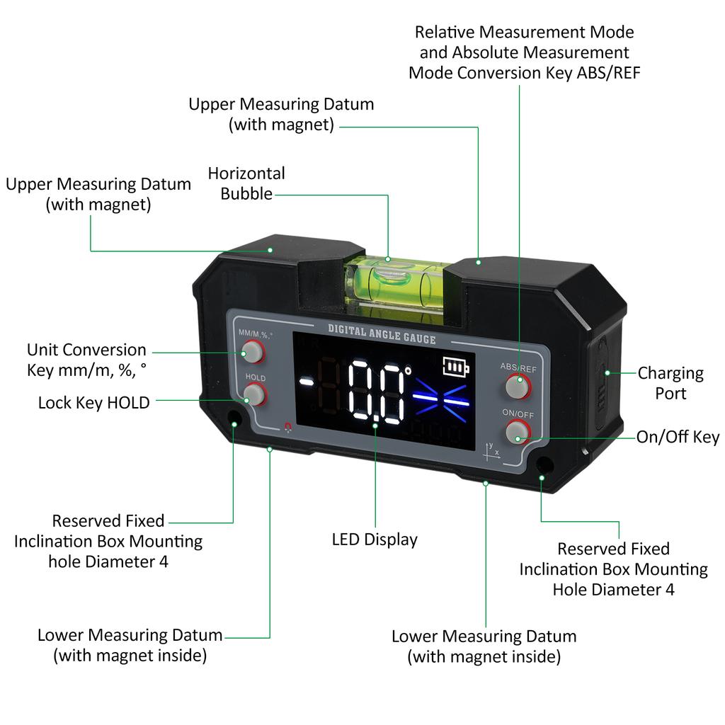 Digital Angle Gauge Liquid Leveler Finder Inclinometer Bevel Gauge XY Axis