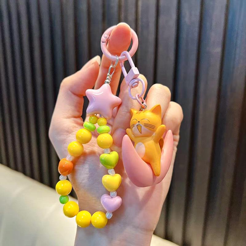 

Exquisite New Moon Cat Plush Keychain - Cute School Bag Pendant & Ornament for Couples розовый