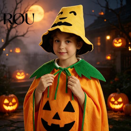 Lightweight Halloween Cosplay Cape Pumpkin Poncho Costume for Kids Adults, Unisex Soft Adjustable Neckline Cloak Cape, Party Outfits Masquerade,
