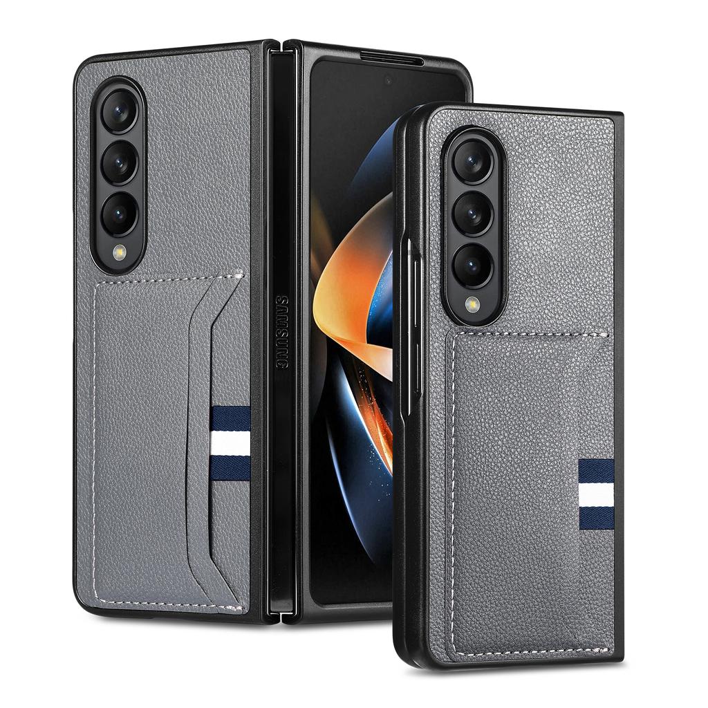Zfold4 Leder-Kartensteckplatz-Handytasche Funda-Hülle für Samsung Galaxy Z Fold 4 Fold3 Fold2 Fold 3 4 Fold4 Rutschfeste, matte Hülle