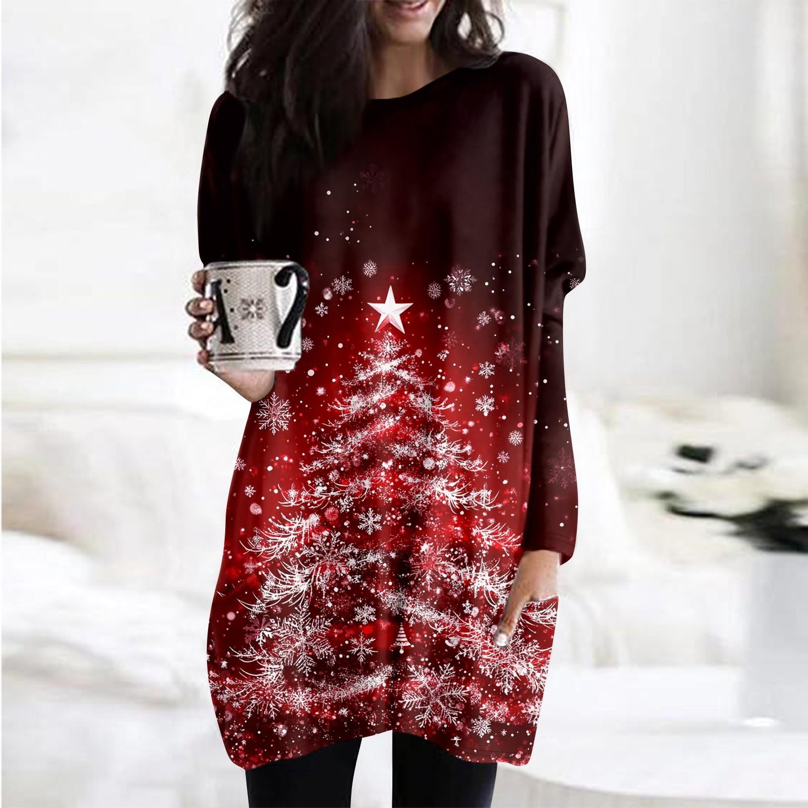 

Женская толстовка с круглым вырезом и принтом, платье-рубашка с длинными рукавами и принтом, пуловер свободного покроя, свободный крой, топы с карманами XL винный