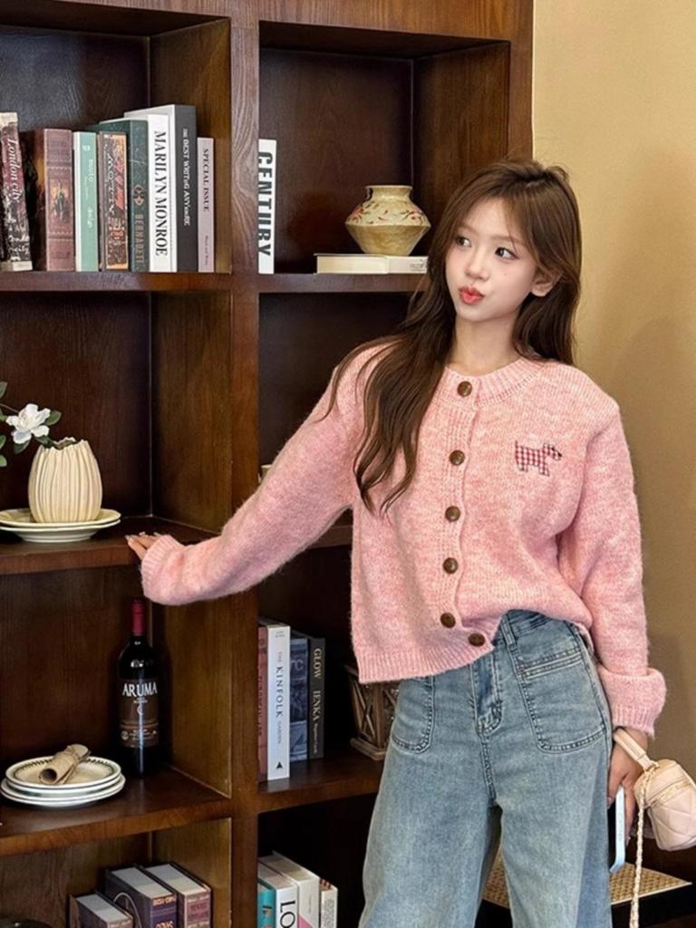 Korean Sweet Candy Color Patchwork Knit Cardigan for Women - Autumn/Winter 2026 Collection