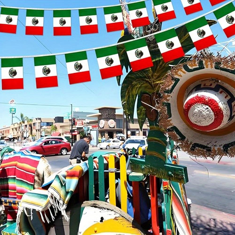 10M (32.8ft) Mexican Flag String Flag Holiday Decoration Hanging Flag Pull Flag