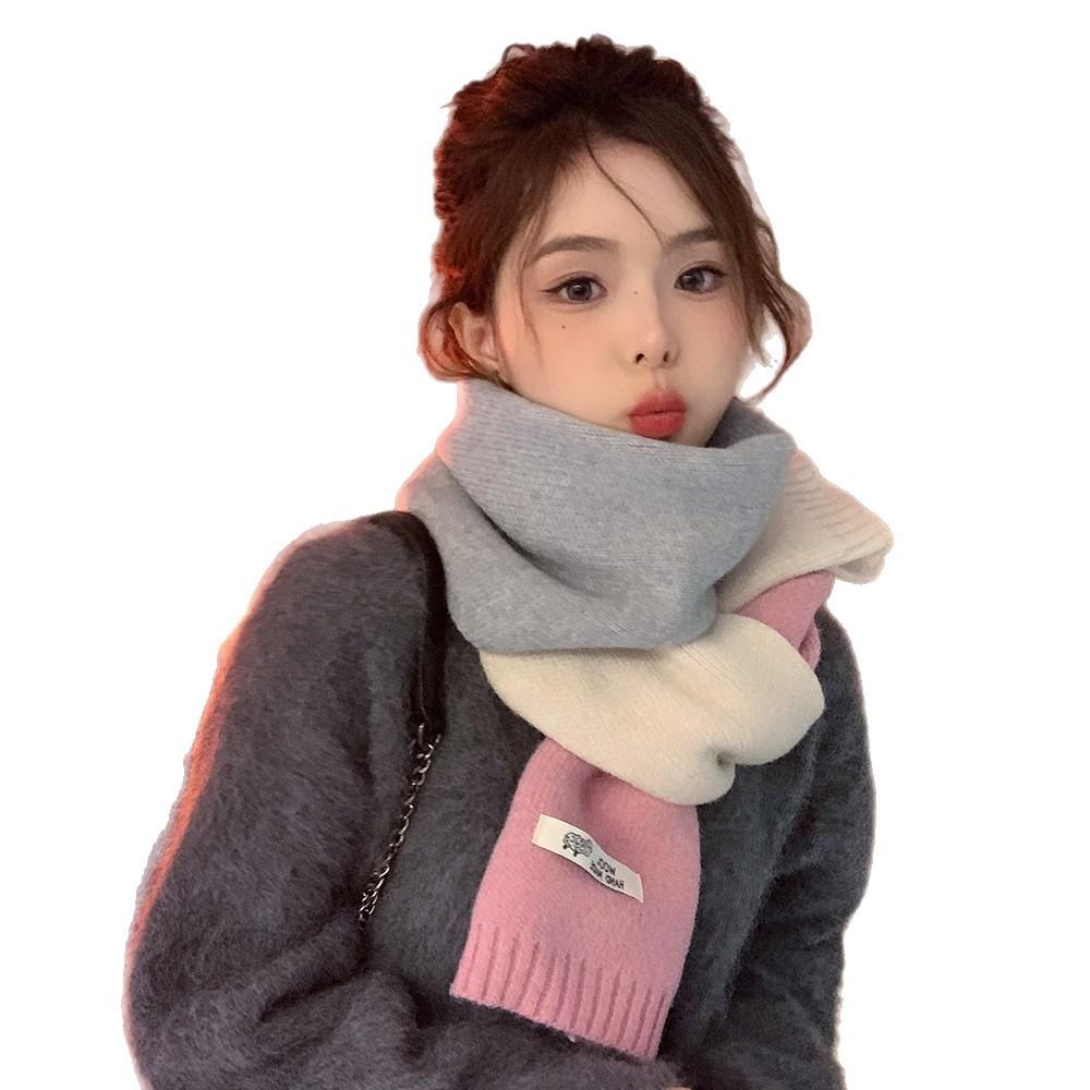 New scarf women's autumn and winter neck protection Korean version cute student warm knitting versatile color matching decorative scarf