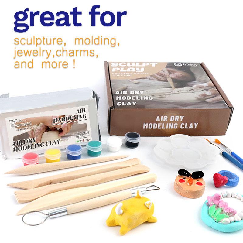 Set di Argilla Non Tossica per Ceramica Asciugante all'Aria per Bambole Fai-da-te Gioielli Ceramica Scultura Modellazione Con Strumenti Pennello per Pittura