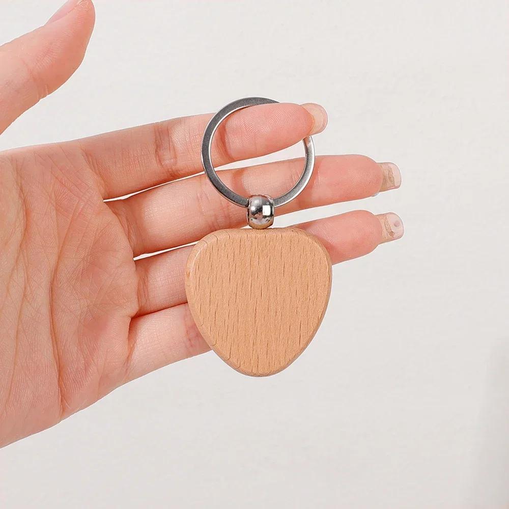 1/5pcs Rounded-Rectangle Wood Keychains Blanks DIY Painting Wooden Key Chain Blanks Unfinished Wooden Key Ring Key Tag Gifts