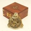 10.16 Cm Brass Sundial Compass with Wooden Box Engraving Gift Nautical Décor Handmade Steampunk Travel Compass Gift