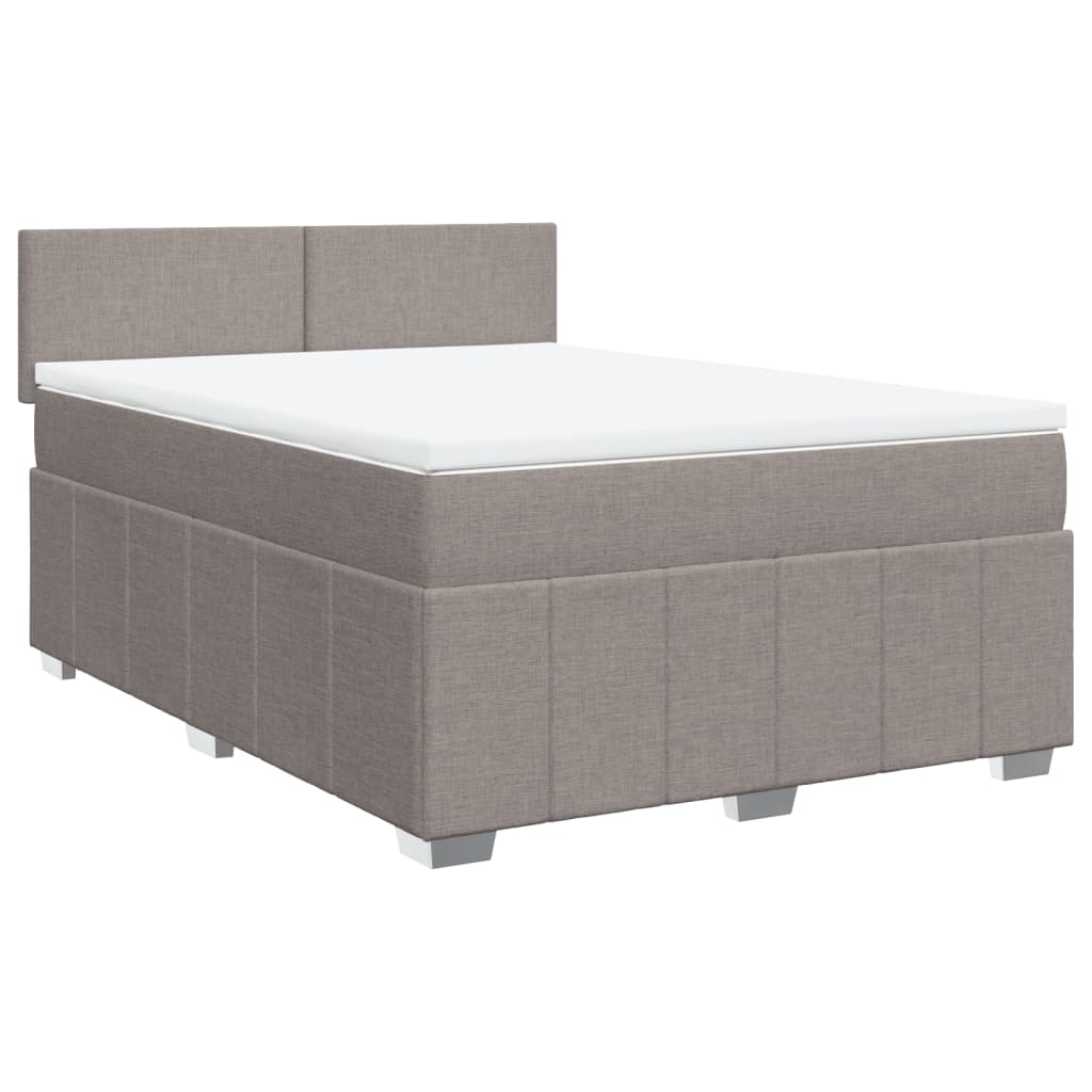 Vidaxl Letto Continentale Con Materasso, Taupe, Tessuto, 140X190 Cm