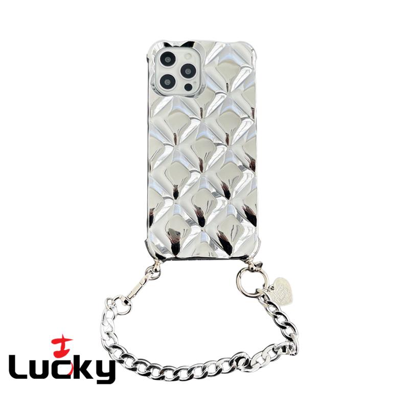 Diamond Plating Camera Protection Phone Case Pear Chain For IPhone 15 Pro Max 14 15 Plus 13 12 Pro 11 Promax with Bracelet