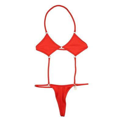 La Paum Bikini Lycra Fabric with a Minimalist Sexy Costume Made In Red Women's Shorts, Shiny, Design, Playsuit, Japan, 533118,