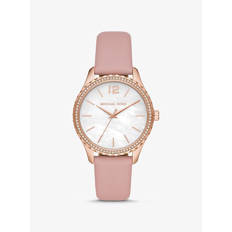 Часы Michael Kors Layton двухцветные с кожаным ремешком MK2909 розового золота