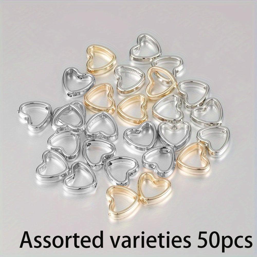 50/100/200pcs Peach Heart Shaped Heart-shaped Double Hole CCB Interval Bead Romantic Hollow Peach Heart Pendant DIY Necklace Bracelet Accessories