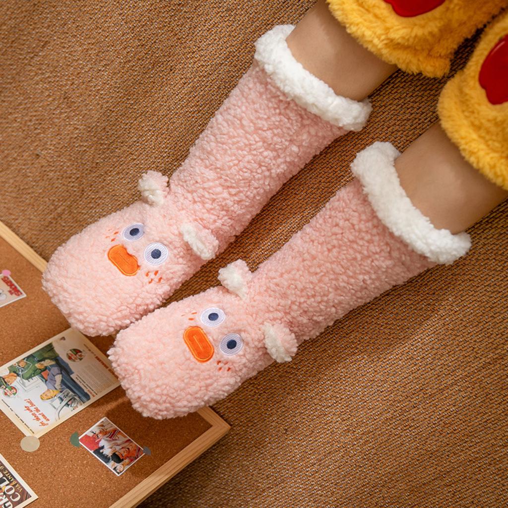 Dámské zimní podlahové ponožky Vnitřní pantofle pro dospělé Domácí zesílené fleecové sněhové ponožky - Ponožky z jehněčí vlny