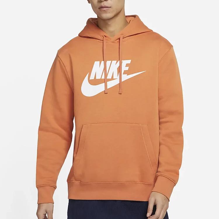 Nike Sportswear Club Fleece Hoodie With Large Logo Print Men Tops Orange BV2974-808