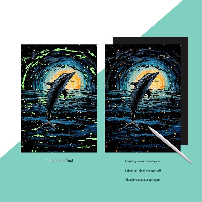 Yuelu Scratch Night Glow A3: Adult DIY Creative & Educational Scratch Art Paper.