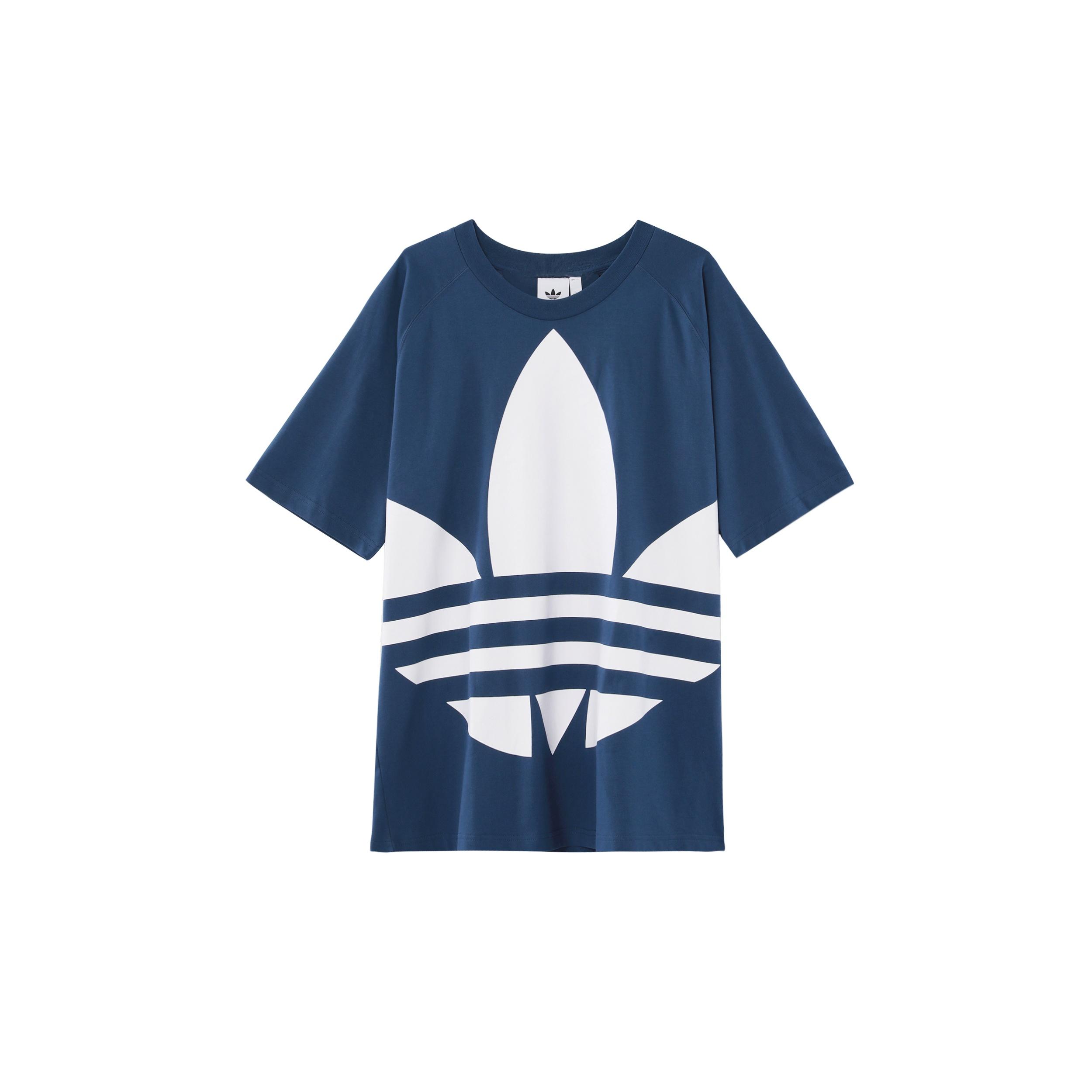 adidas originals Large Logo Printing Short Sleeve Blue Men s FM9902 L