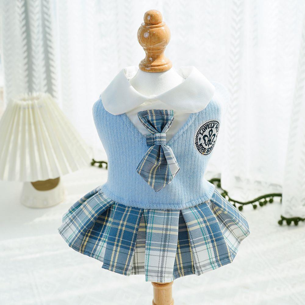 Plaid Woolen Dress for Small & Medium Dogs & Cats - Autumn/Winter
