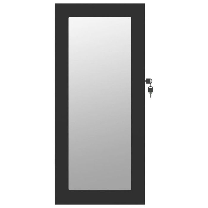 VidaXL Armoire à bijoux avec miroir murale noir 30x8,5x67 cm 353209