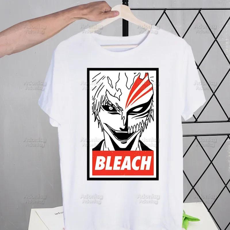 Bleach Anime Kurosaki Ichigo Japanese T Shirt Men Retro Washed Tops Tees Harajuku Tshirt Streetwear Hip Hop Male T-shirts