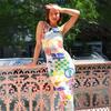 New Women's Dress Street Fashion Personality Colorful Color Sleeveless Sexy Slim Dress