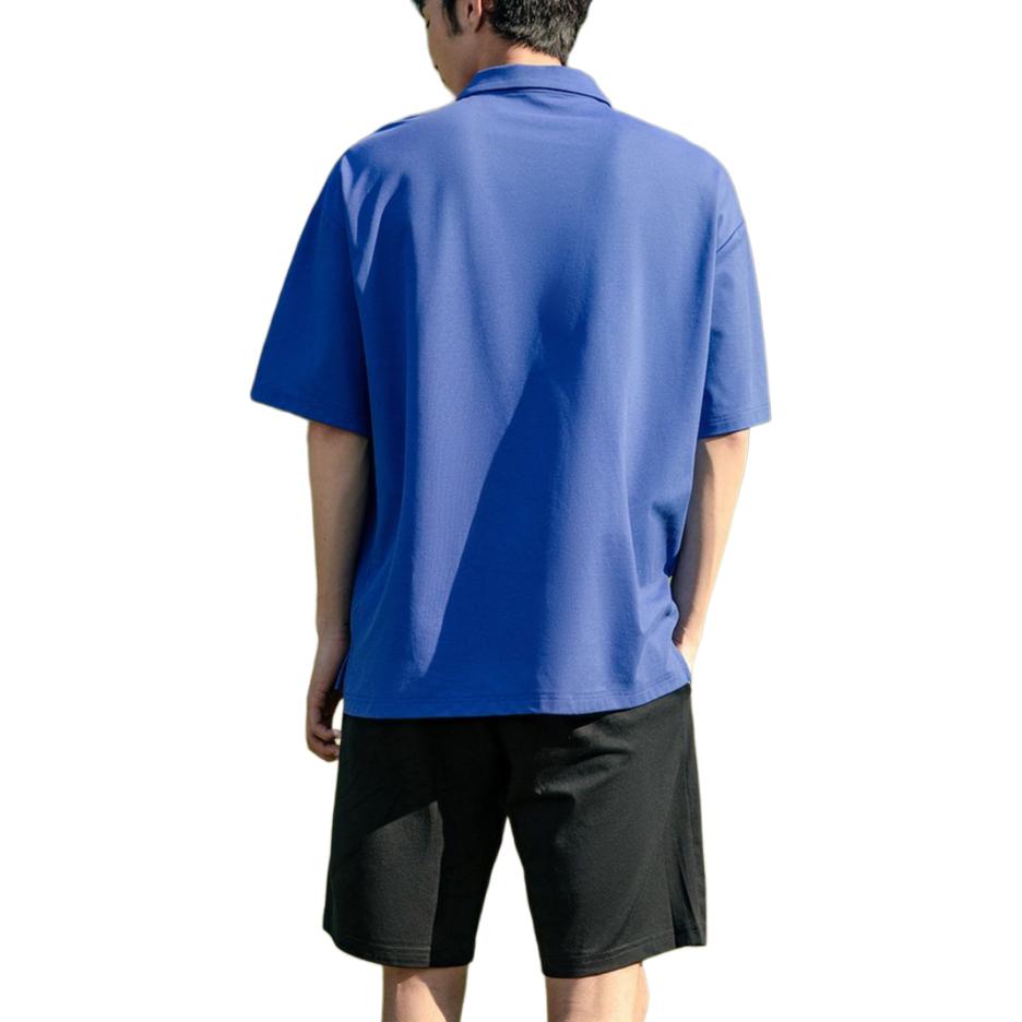 Anta Solid Color Pullover Casual Short Sleeve Polo Shirt Men tops May-Blue 952228103