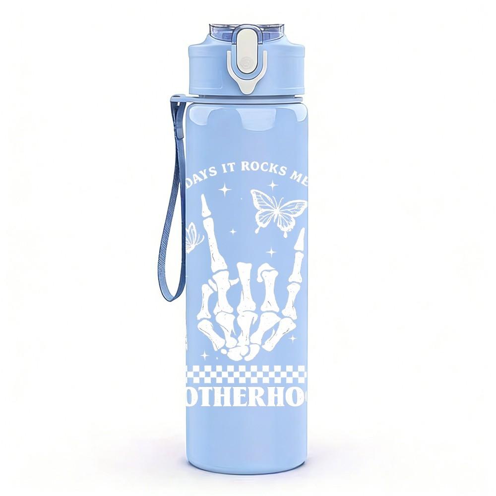 1PC Minimal Plant White Line Sketch Print 750ml Color Plastic Sports Water Bottle Leakproof Flip Straw Lid Suitable for Sports Office Home Use