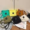 Washed Cloth Literary Labeling Drawstring Small Satchel Summer New Men's and Women's Daily Shoulder Messenger Bag