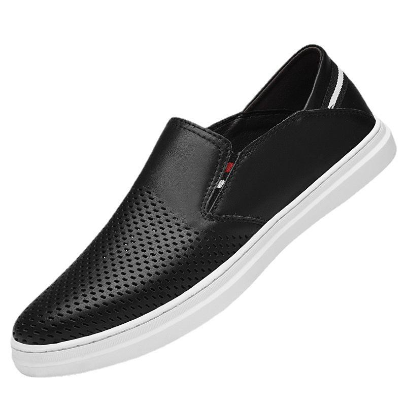 Men's Casual Slip-on Loafers - Soft Cowhide Sole, Simple Trendy Design, Shallow Mouth, White
